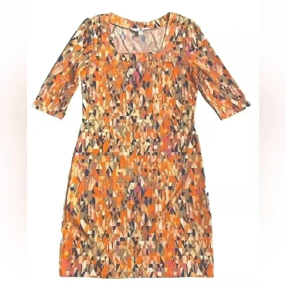 Jean-Pierre Klifa Dress Women's L Knee Length Shift Half Sleeve Resort Wear Midi